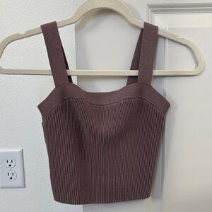 Abercrombie & Fitch Chocolate Ribbed Crop Top